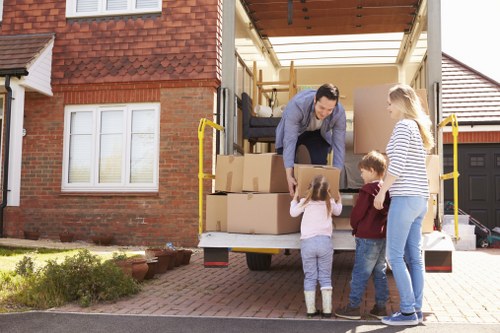 Professional furniture pick-up team in action
