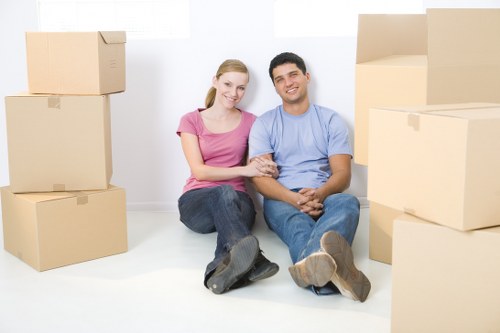 Removalist team handling furniture