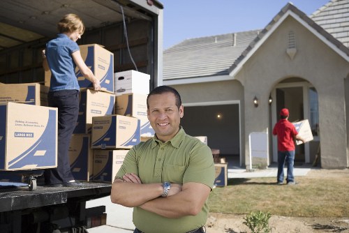 Packed belongings organised for temporary storage